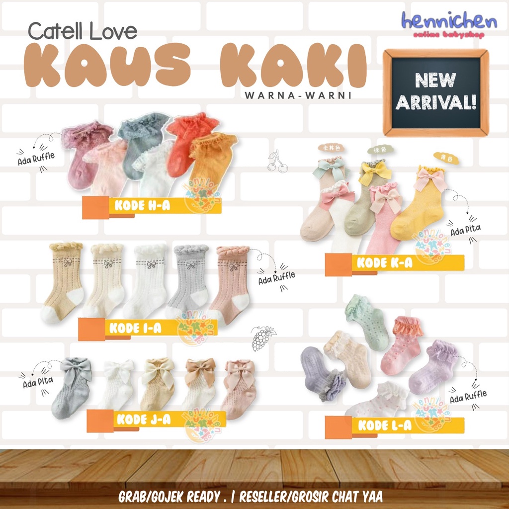 BANYAK MOTIF CATELL CATTLE CATTEL LOVE KAOS KAKI RENDA BAYI KAOS KAKI BAYI TEBAL RAJUT 1 PASANG LUCU