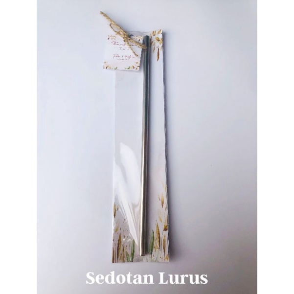 Sedotan Stainless Rustic /souvenir nikah, aqiqah, tasyakuran custom/sedotan stainless murah-Sedotan Lurus