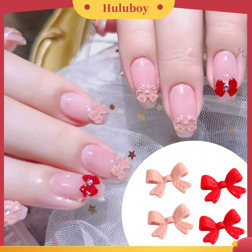 Huluboy Huluboy♡ 20pcs / Set Ornamen Pita 3D Efek Frosted Bahan Resin Warna-Warni Untuk Dekorasi Nail Art
