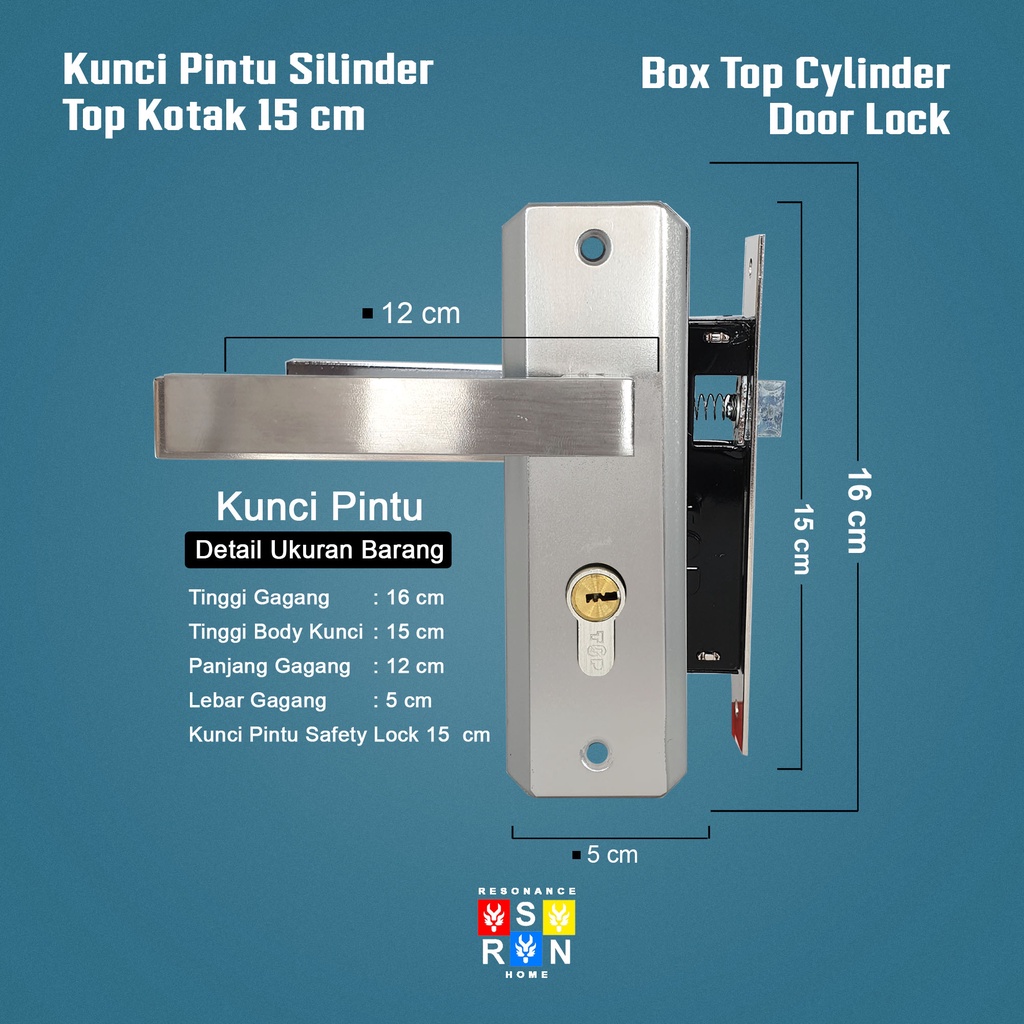 Kunci Pintu Rumah 15cm Silinder Full Set Top Safety Lock Resonance Home