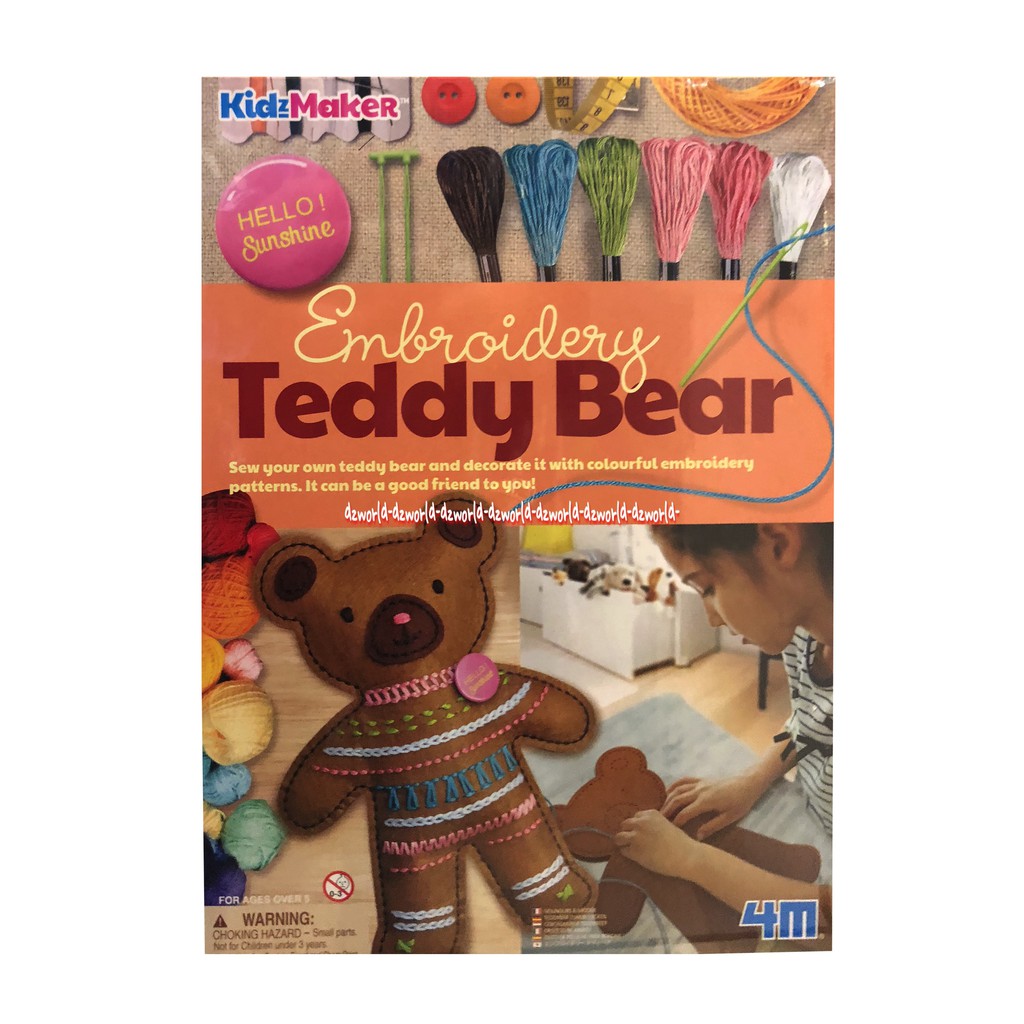 4M Kid Maker Embroidery Teddy Bear Bordir Membuat Boneka Keterampilan Menyulam Boneka Beruang