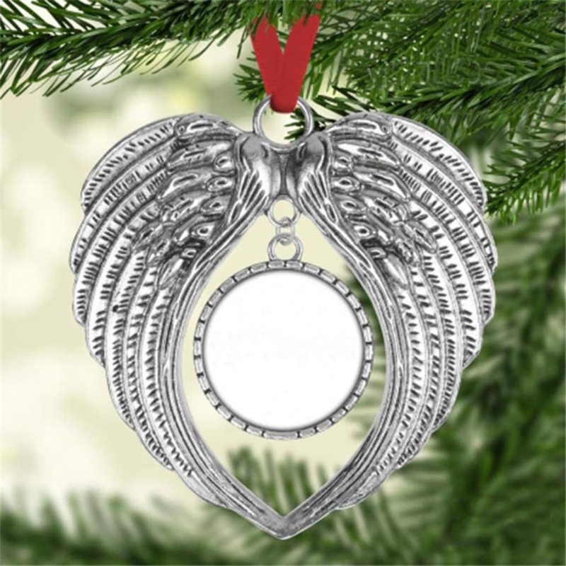 Ornamen Bingkai Foto Kosong Bentuk Hati Sayap Malaikat Bahan Alloy