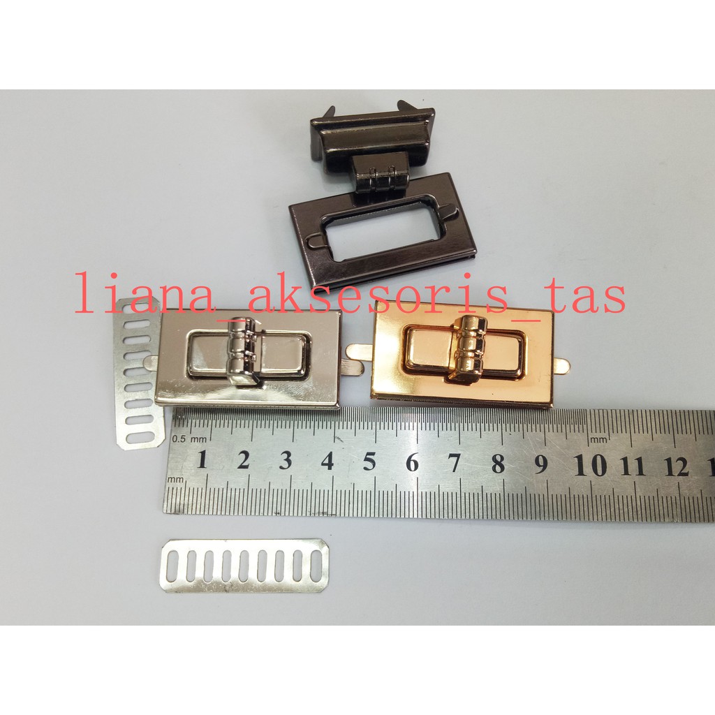  KUNCI  PUTAR TAS  WANITA  KODE 004 WARNA BLACK NIKEL DAN 