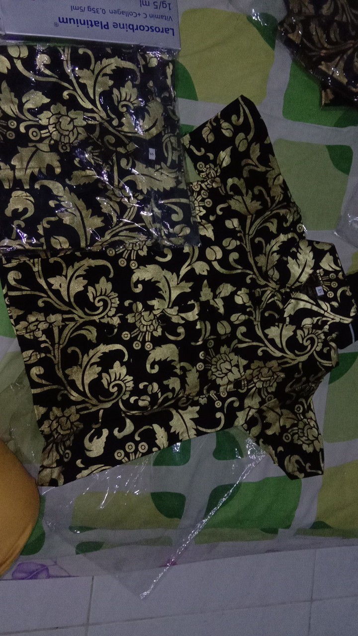 Batik Anak Size Terlengkap! Nivana Batik - Prada Emas  Anak Bakung Kembang Gede Kemeja Anak