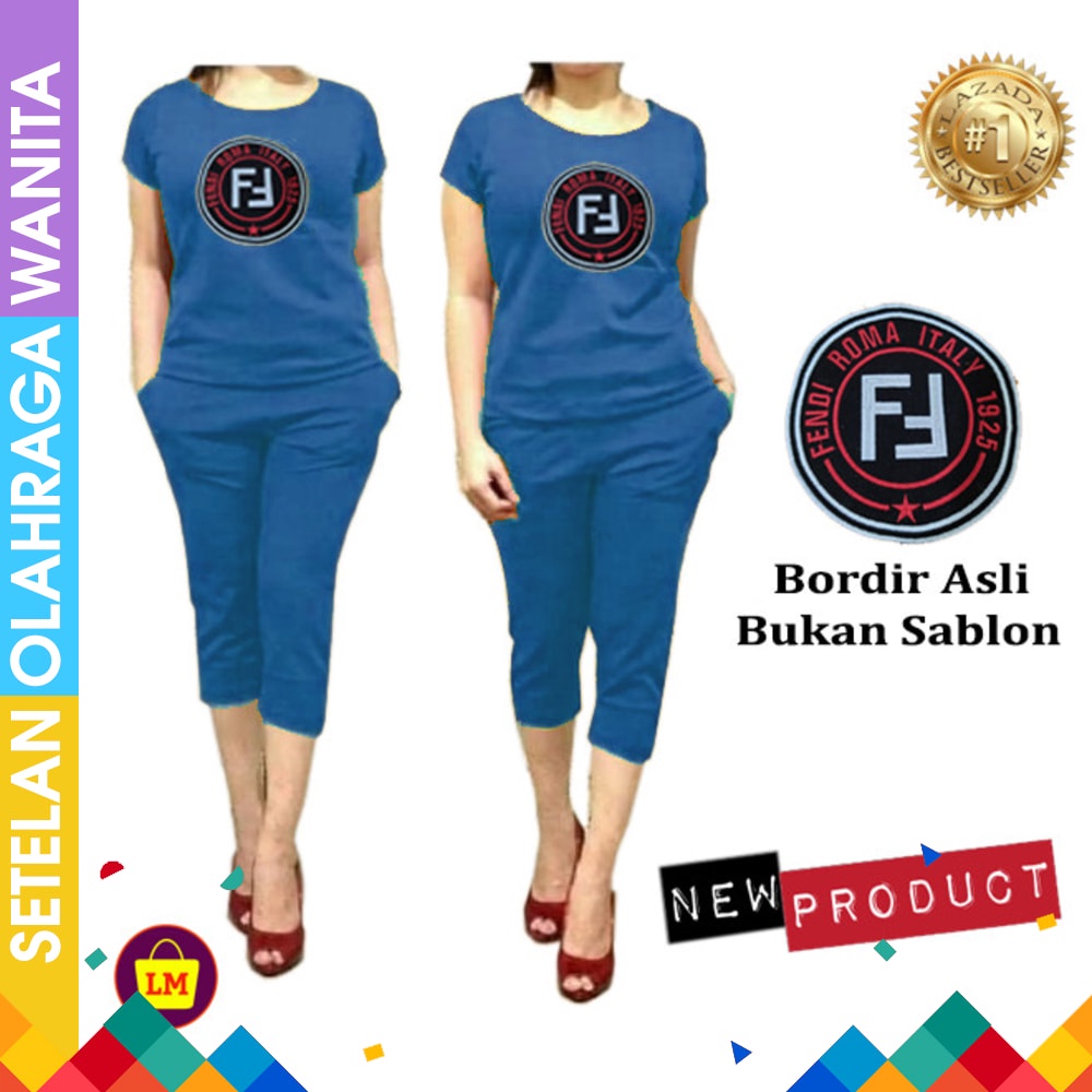 Baju senam muslim syar'i MB Baju Senam Muslimah 1 Set Kaos Olahraga Wanita Tunik Setelan Training