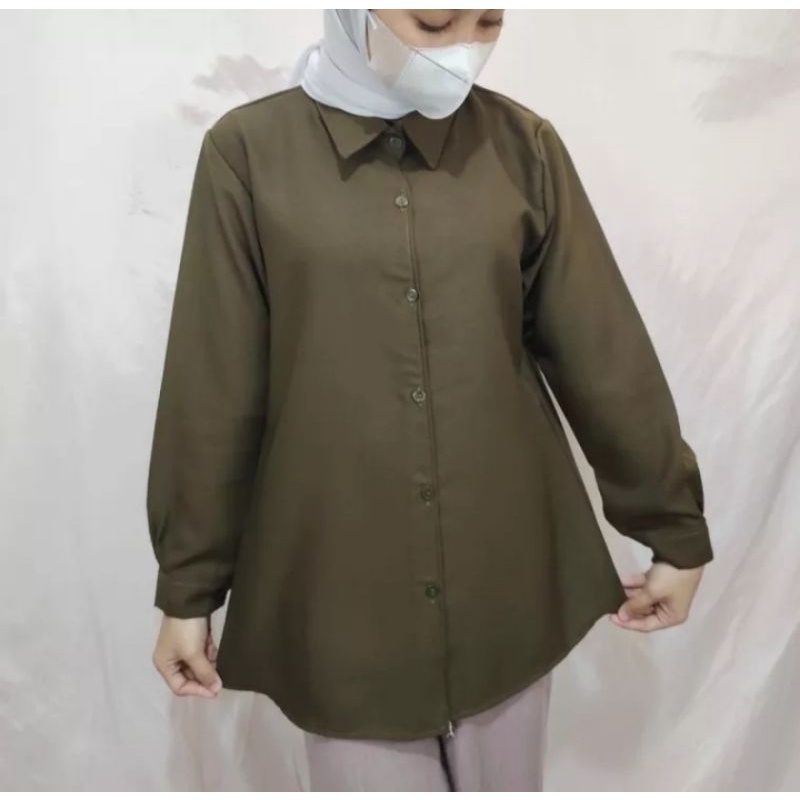 Kemeja Wanita Casual/Kemeja Basic /Kemeja Polos/Kemeja Jumbo/Geovani Shirt/Kemeja Manset