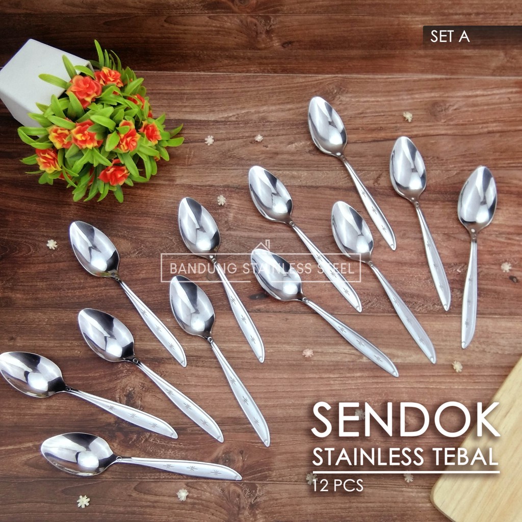 12pcs sendok garpu tebal stainless steel spoon fork 18cm