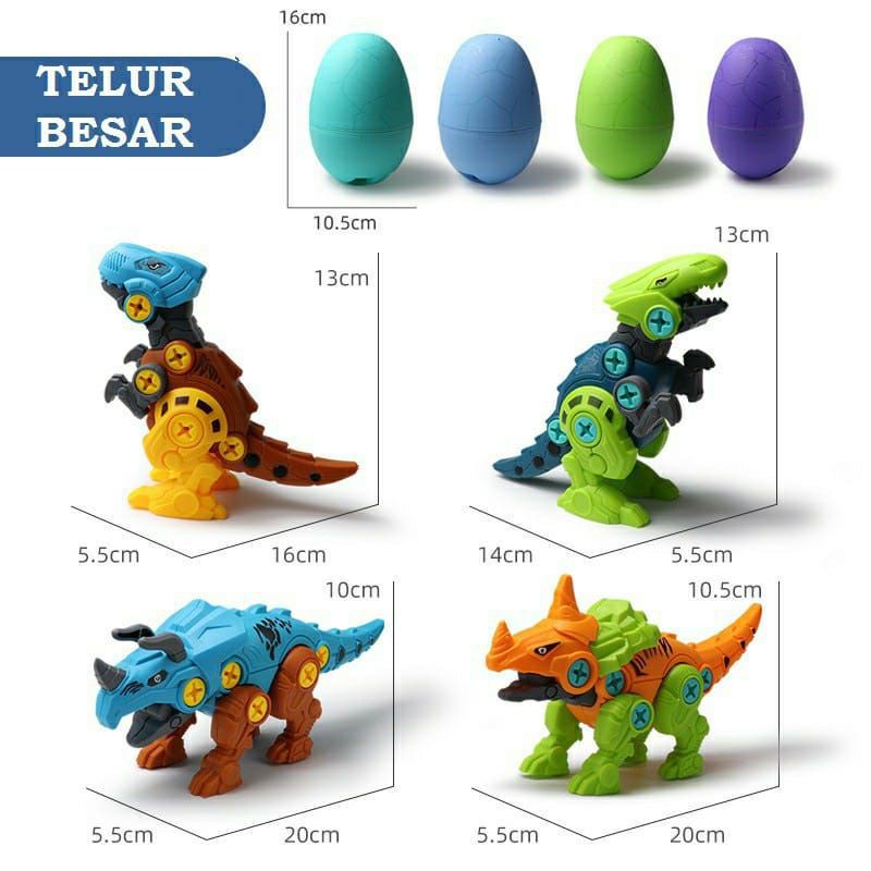 Mainan Telur Dinosaurus IMPORT DIY Bongkar Pasang Premium - DIY Egg Dinosaurus Mainan Edukasi Anak Surprise Egg Dino - Telur Dino Kejutan