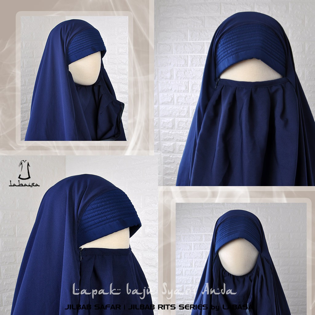 Labasa Jilbab Safar Non Purdah Size XL Sebetis Navy | Jilbab Rits