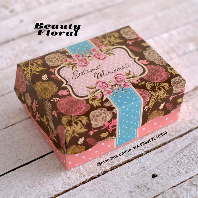 

Kualitas terbaik] 50pcs Dus Roti Kotak Kue Cantik R3A Beauty FLORAL Kotak 14x10 Box Kue