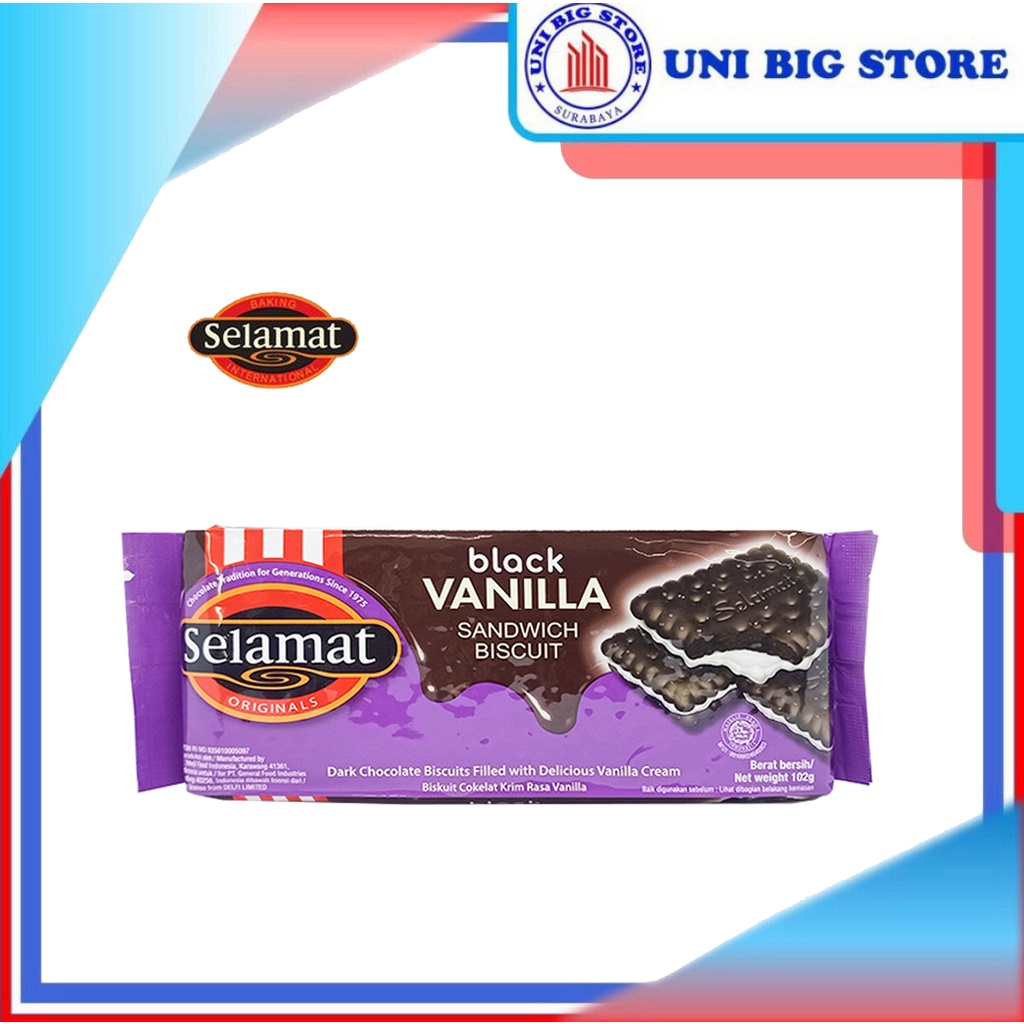 

Selamat Sandwich Biscuit Black Vanilla 102 gr Biskuit Coklat Vanila
