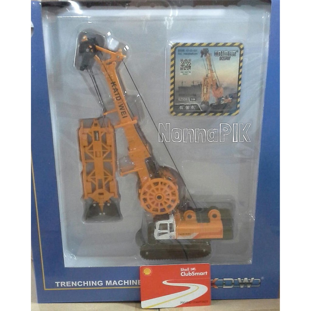 Diecast Alat Berat Trenching Machine KDW Yellow / Blue Truck 1:64