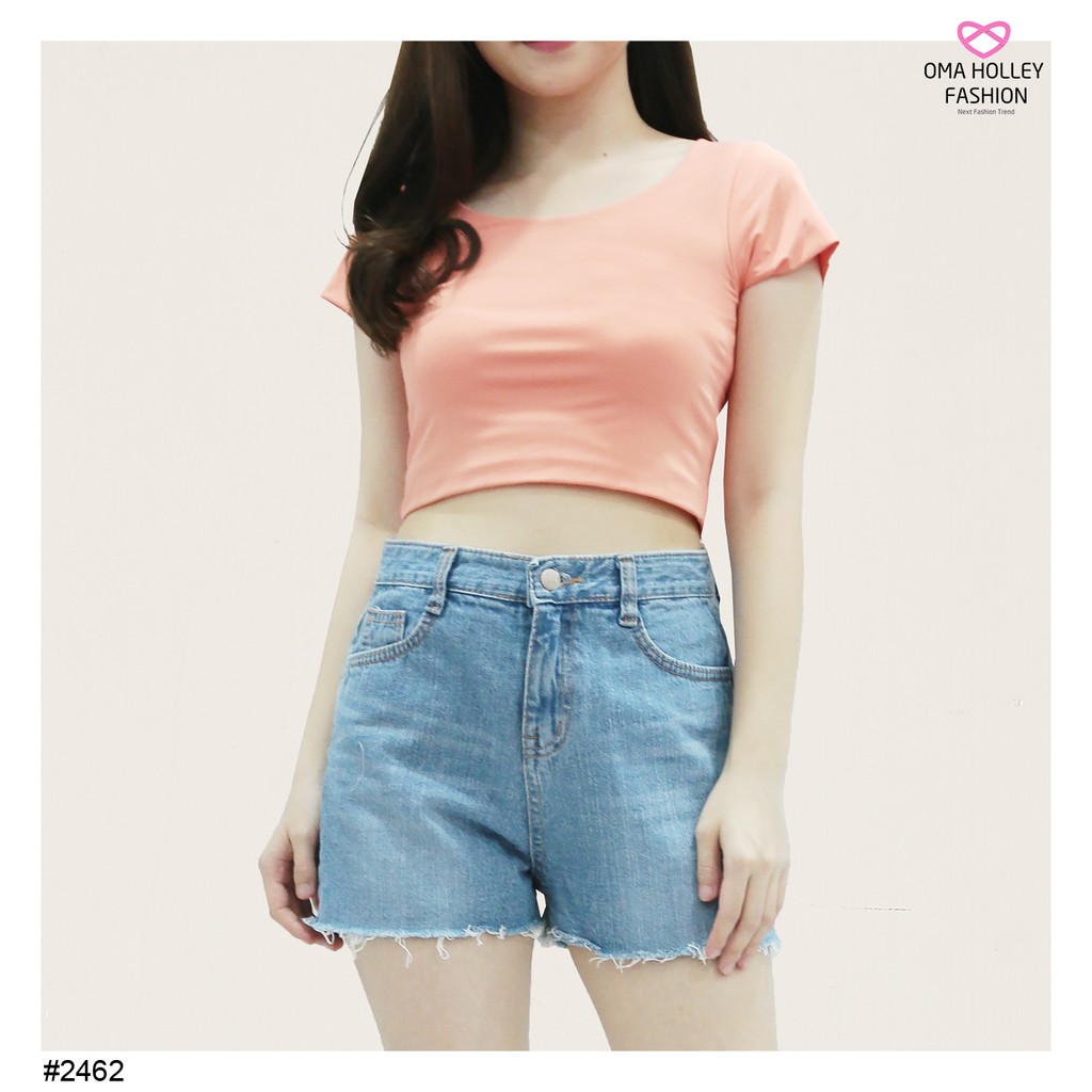 (COD) OH Fashion Kaos Olivia Low Neck Crop Top #2462