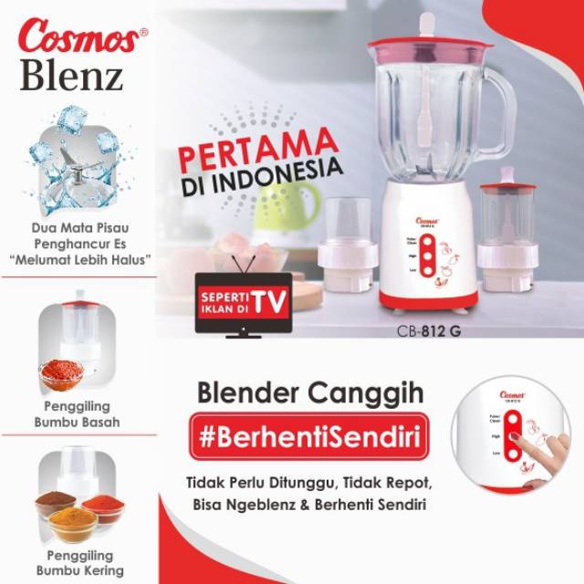 Blender Cosmos Blenz CB 812 Kaca 2 Liter Bagus Berkualitas Garansi Resmi 1 Tahun