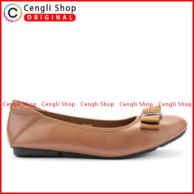 SEPATU FLAT KULIT ANDREW WANITA ORIGINAL CASUAL BRANDED COKLAT ANW06