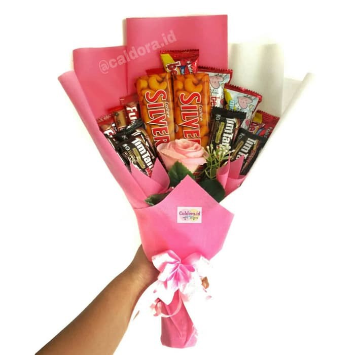 

snack bouquet caldora pink - Biru Mix Putih