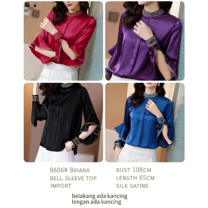 MDLV ~ BM 8606 BRIANA BELL SLEEVE TOP // ATASAN LENGAN PANJANG SATIN // FASHION IMPORT WANITA