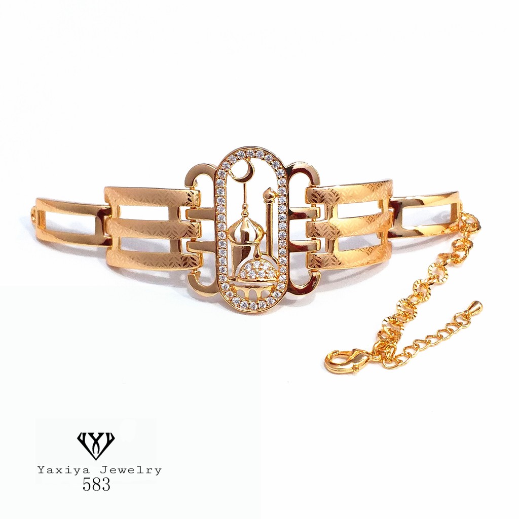 

Gelang Emas Wanita Motif Masjid Perhiasan Lapis Emas 18K Yaxiya Jewelry 583