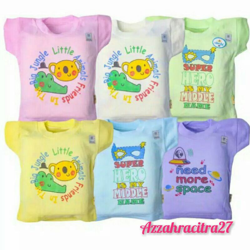 3 Pc Kaos Oblong Bayi Vinata Sablon Dasar Warna-Oblong Bayi SNI Lembut Vinata