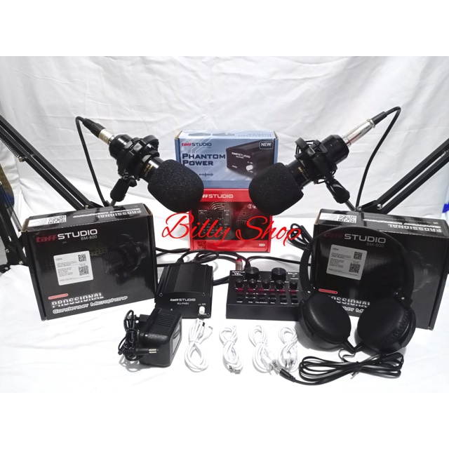 Paket Soundcard TaffStudio 2 Orang BM 800 Plus Headset dan No Headset