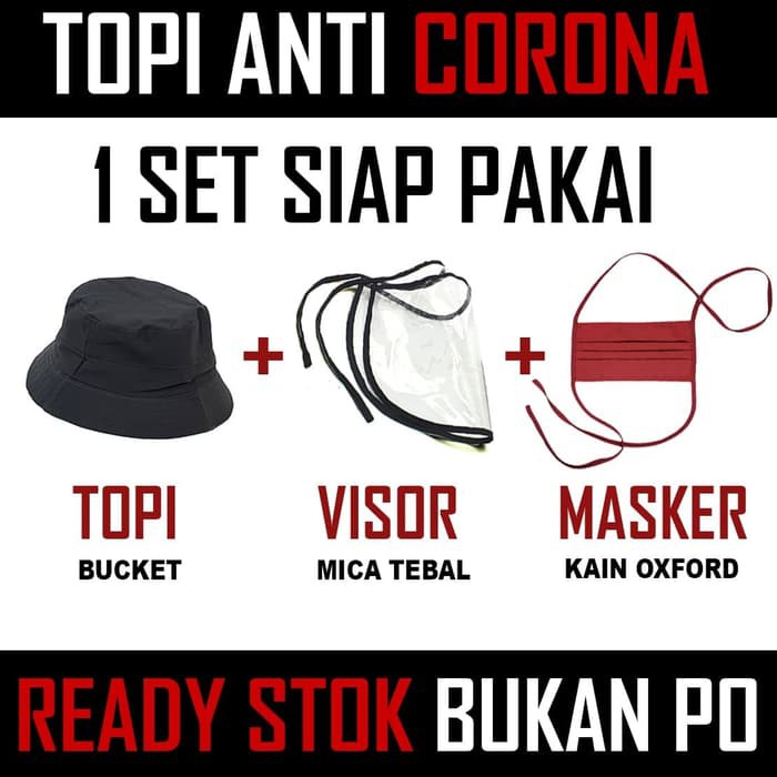 Topi Corona Set Visor Masker Mulut / Anti Corona Visor Set Topi Bonus Masker Kain