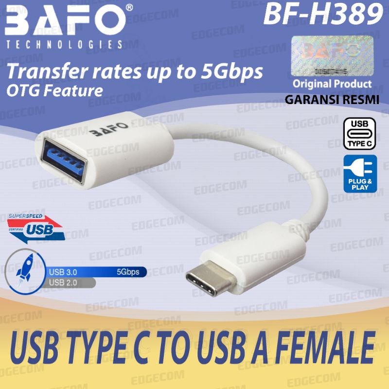 BAFO Kabel OTG USB 3.1 TYPE C to USB 3.0 Female 15cm BF-H389