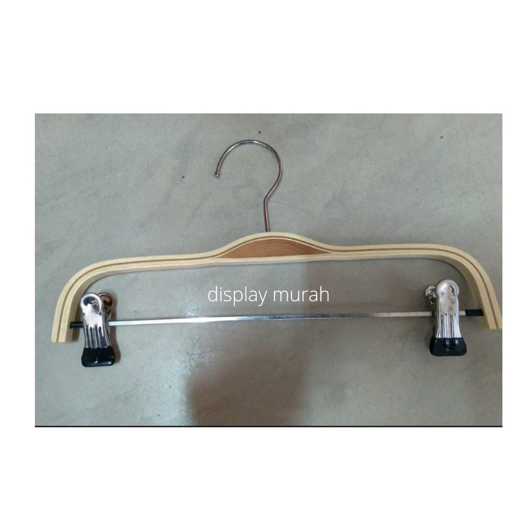 Hanger Kayu Natural Jepit Anak Gantungan Celana Rok Hanger Anak Hanger Kayu Anak - BH