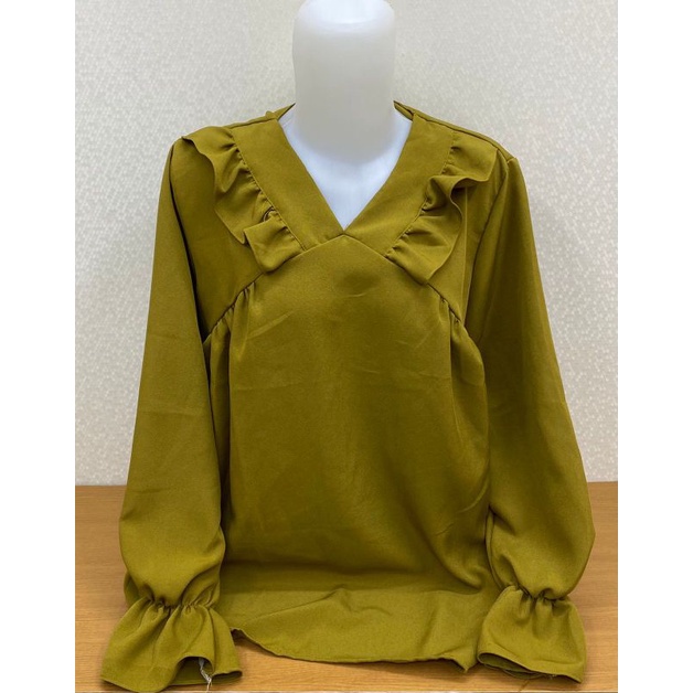 BLOUSE V SHAKILA TWILL - KEMEJA BASIC - BAJU ATASAN WANITA - BAJU KEKINIAN