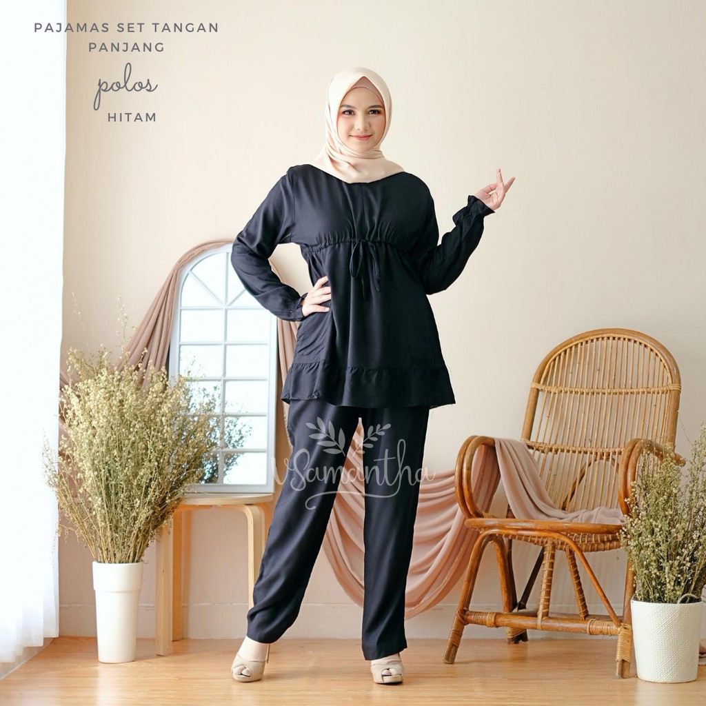 Pajamas Set Rayon Polos Rempel BUSUI | Tangan panjang , Celana panjang