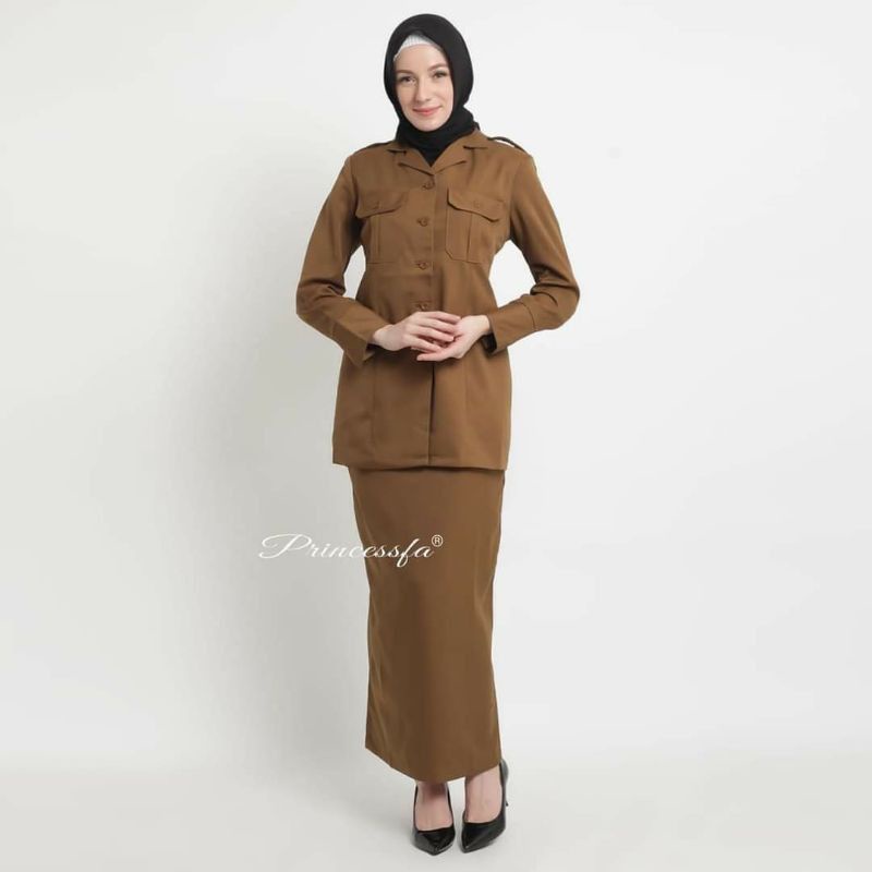 Blazer princessfa setelan Seragam Blazer Wanita Lapis Furing Ukuran Kecil