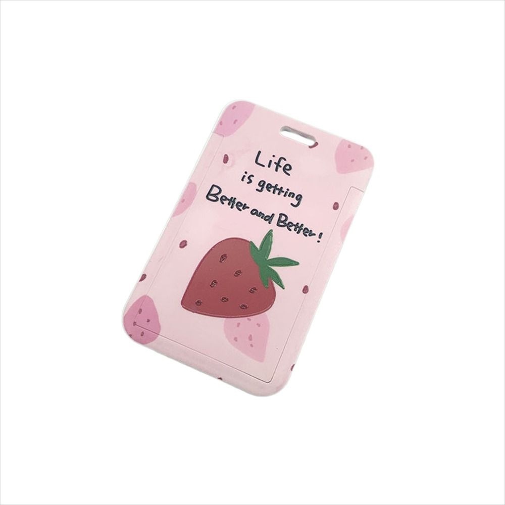 [Elegan] Badge Card Case Perlengkapan Kantor Wanita Pria Sarung Kartu Kerja Strawberry Phone Neck Straps Badge Holder Karyawan Case Cover