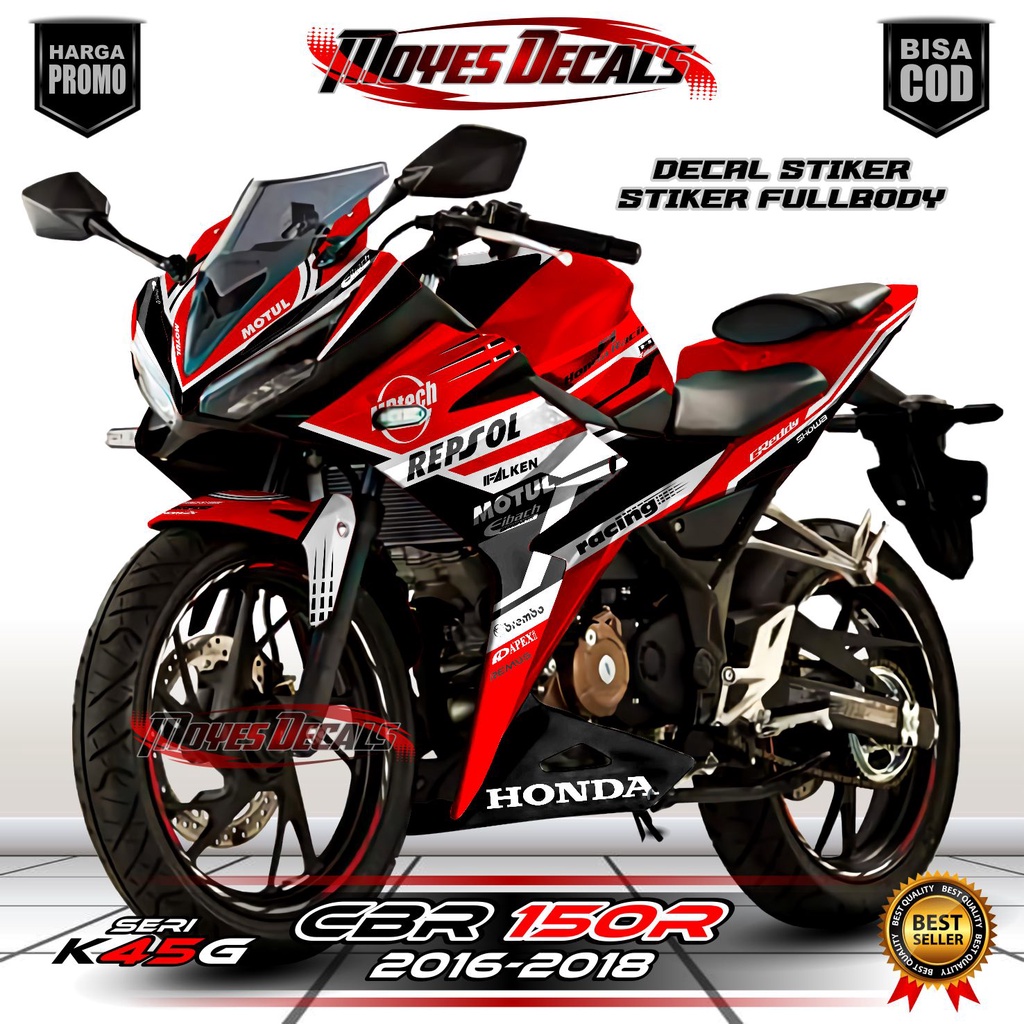 Decal CBR150R K45G 2016 // Decal Honda CBR150 2017 // Decal Motor CBR150 2018 Fullbody // Repsol