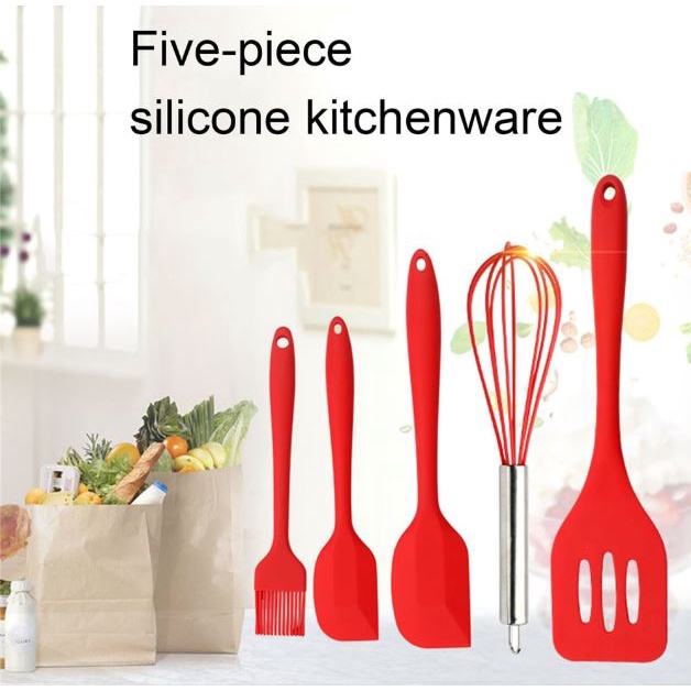 NSR Set Spatula Peralatan Masak Silikon Stick Cooking Tools Isi 5 pcs