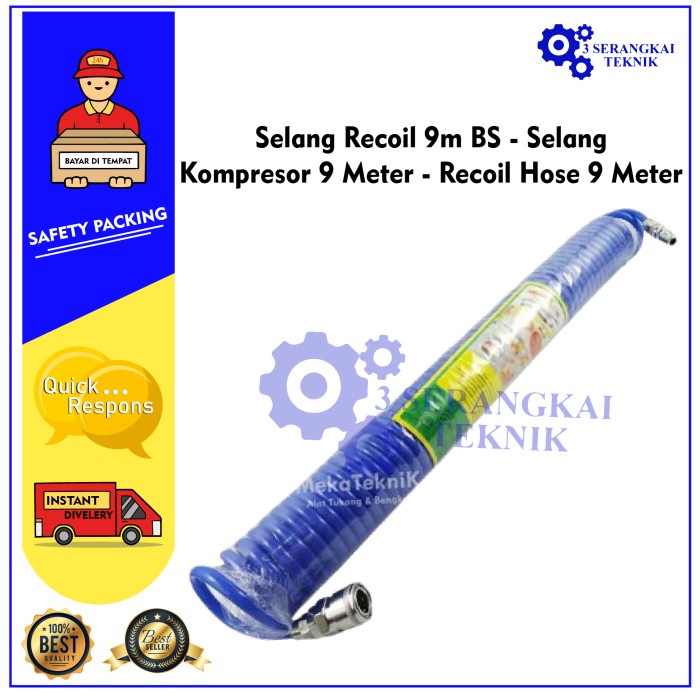 Selang Recoil 9m BS - Selang Kompresor 9 Meter - Recoil Hose 9 Meter