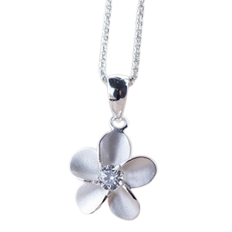 Fashion Jewelry 925 Sterling Silver Clavicle Chain Crystal Plum Blossom Pendant Necklace