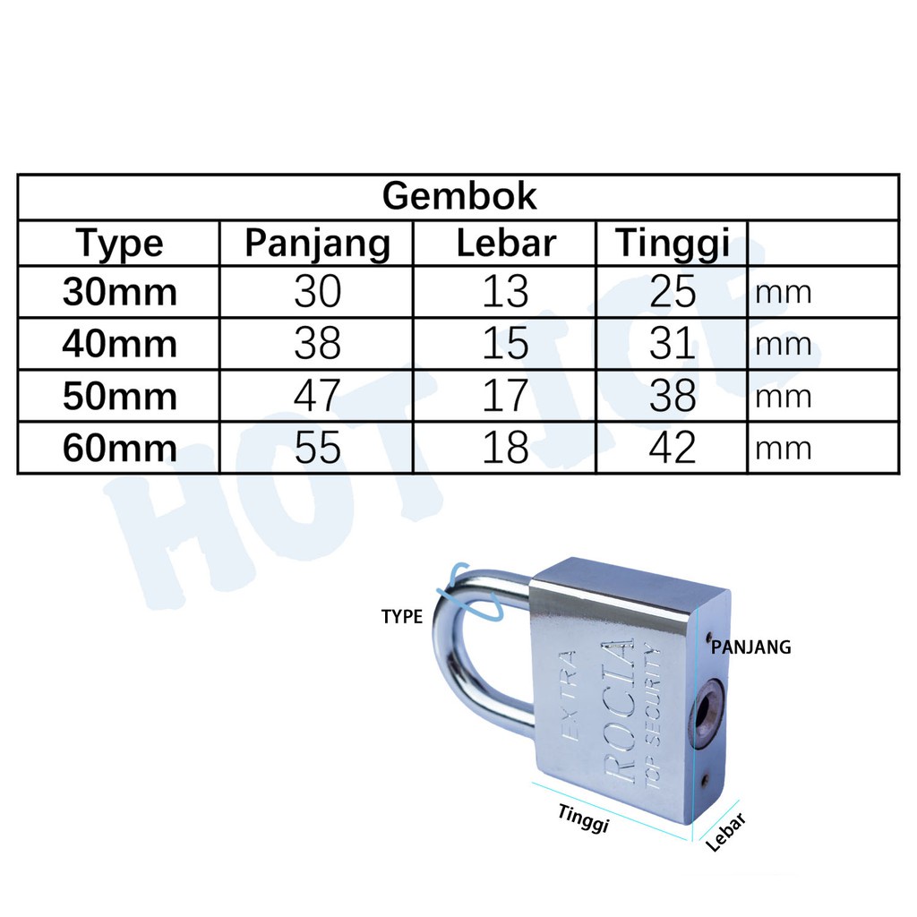 Gembok Putih Stainlees Anti Rust Anti Maling Anti Cut Gembok 30mm/40mm/50mm Gembok Pagar Rumah GOSHOP88