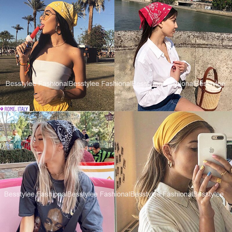 slayer syal Ikat kepala wanita dicetak syal katun persegi Perlindungan matahari, perlindungan UV, cocok untuk kulit