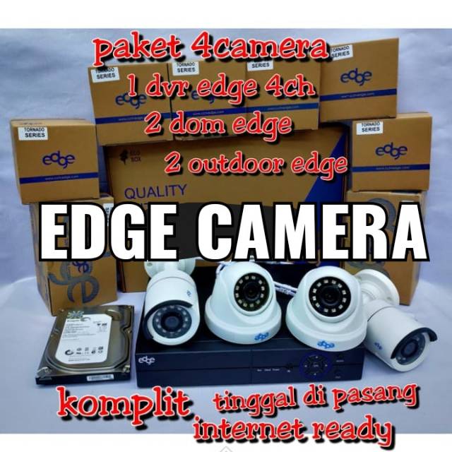 paket camera CCTV 4 camera EDGE 2 MP full hd dan DVR EDGE 4 ch komplit