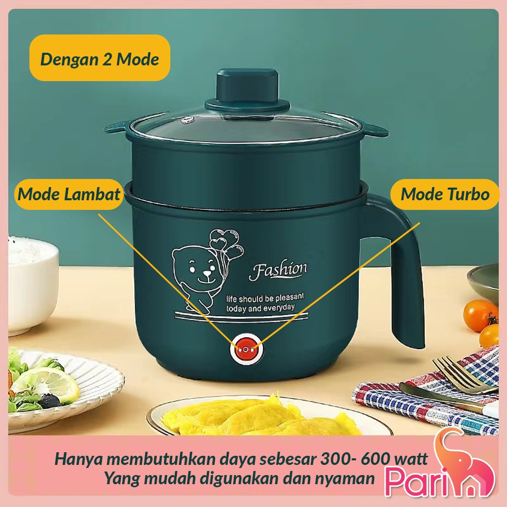 PARIM Panci Penggorengan / Panci listrik Panci Rice Cooker Multifungsi Warna Hijau 0.8Liter  PR-801