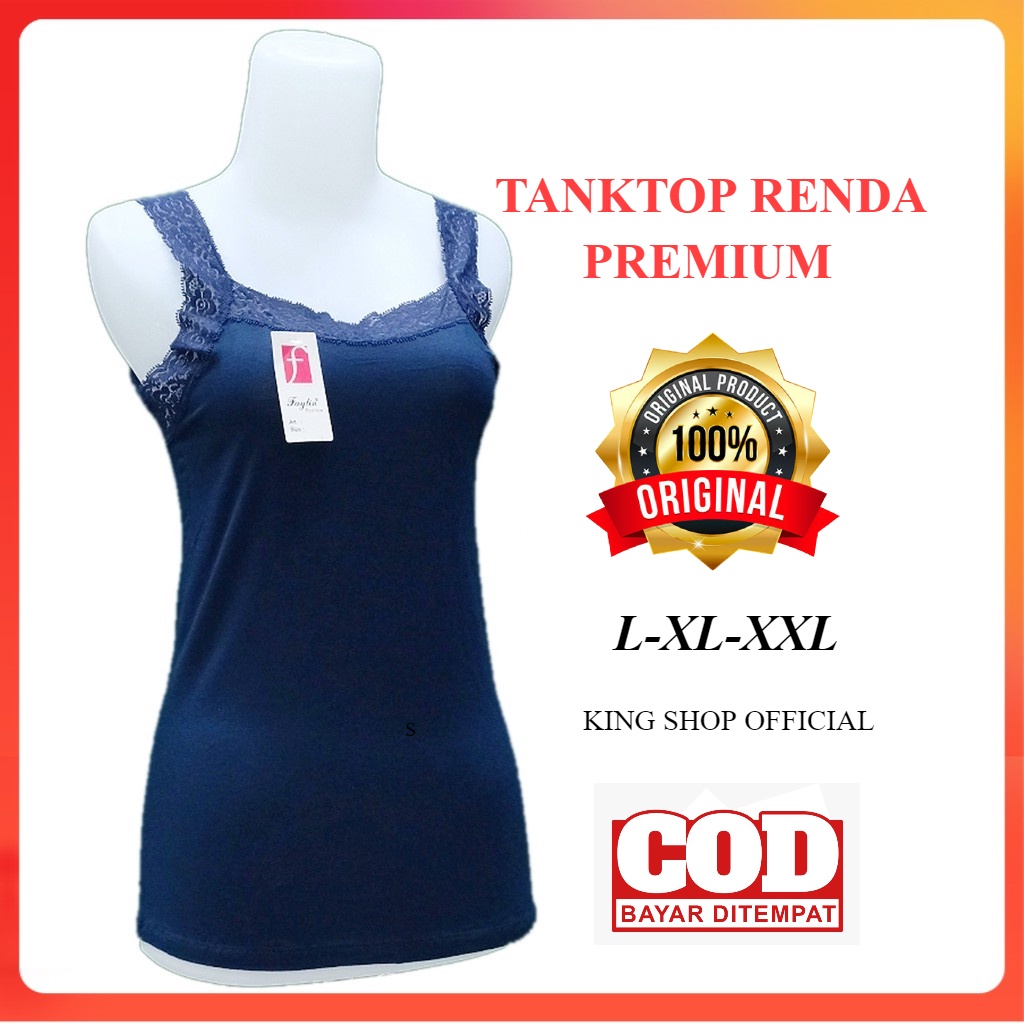 Tanktop Renda Premium Rayon Spandex Tank Top Wanita Jumbo Tali Besar Tangtop Tengtop Kaos Singlet Da
