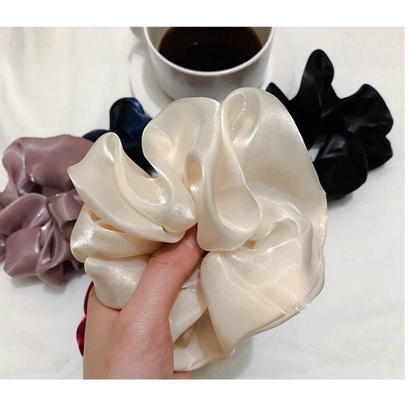 HIGH-END BIG SCRUNCHIE SOLID COLOR SCRUNCHIES WARNA POLOS SATIN BESAR IKAT KARET RAMBUT AKSESORIS ELEGAN KOREA HAIR TIES RIBBON ACCESSORIES