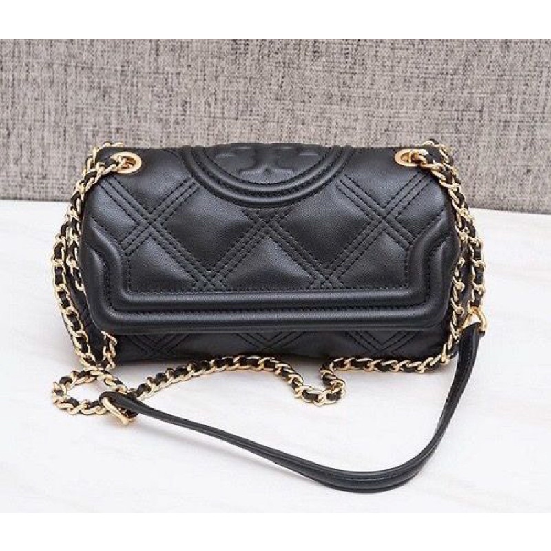 TORY BURCH Mini Fleming Soft Convertible Shoulder Bag in Black Quilted
