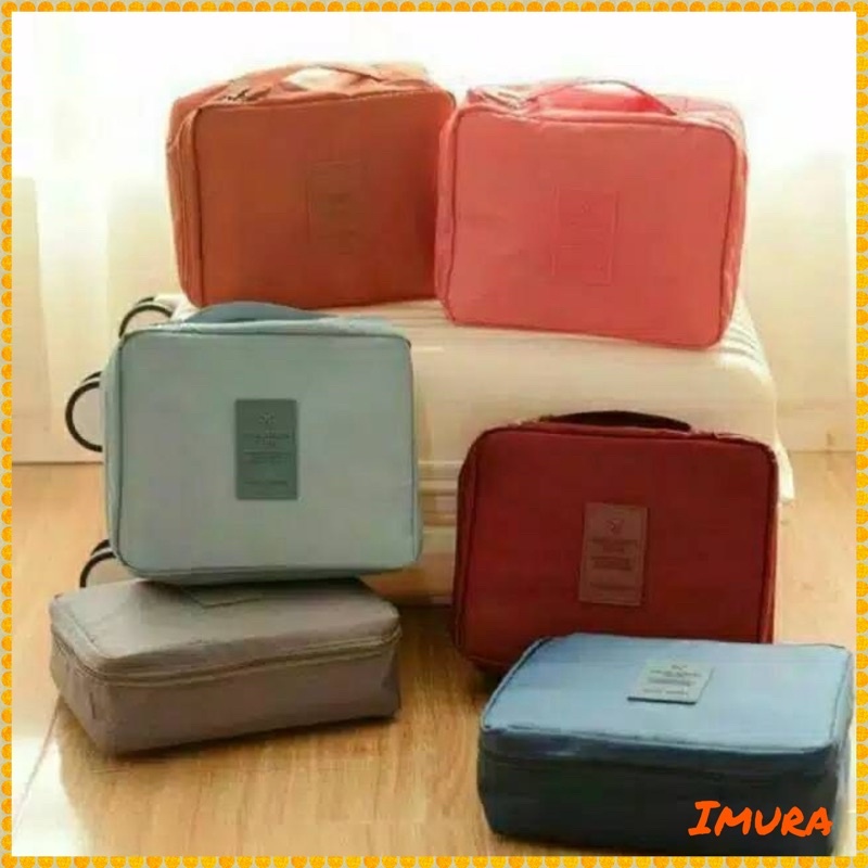 IMURA | Toiletries Cosmetic Pouch Travel Mate ( Tas Perlengkapan Kosmetik) Warna Polos