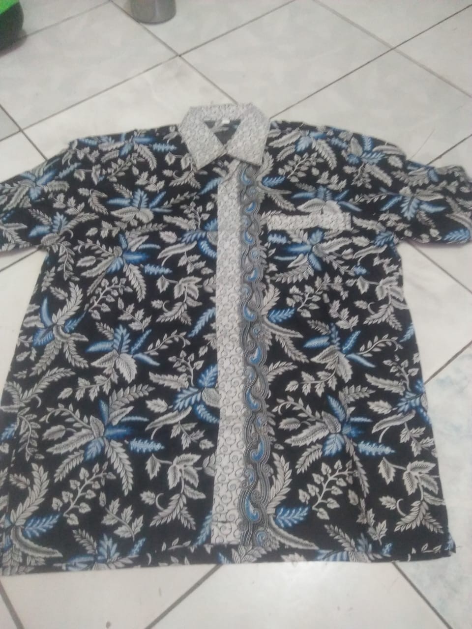 Promo Batik Couple Keluarga Sarimbit Sania Ruffle Batik Ori Ndoro Jowi Motif Blarak Biru