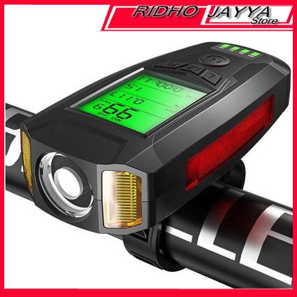 ANLOOK 4 in 1 Lampu Sepeda + Klakson + Speedometer Recharge1200mAh