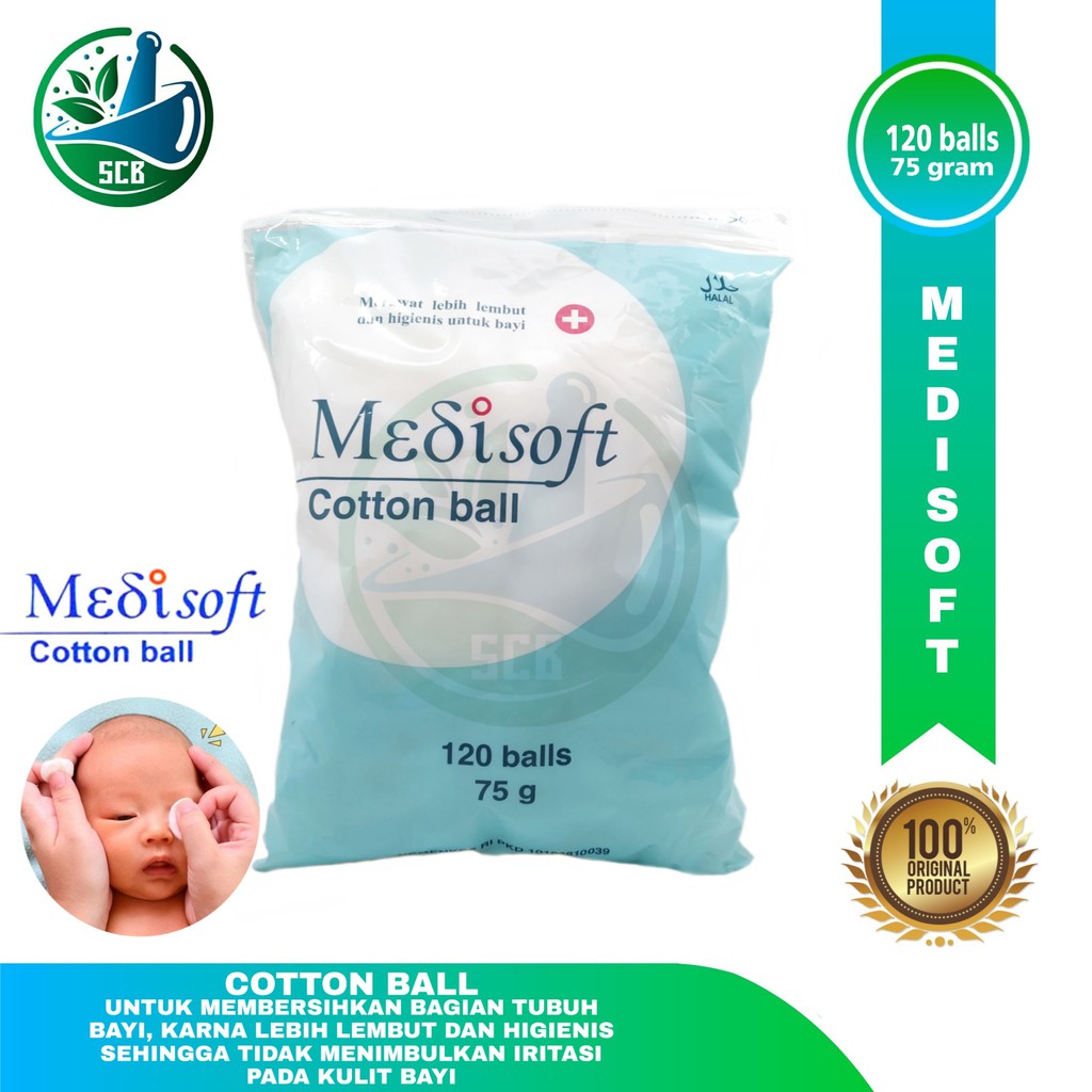 Medisoft Cotton Ball / Kapas Bola 75 gram (Isi 120 Ball)