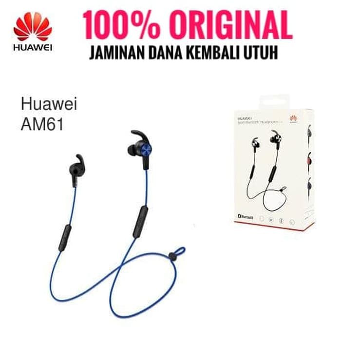 Huawei Headset Bluetooth Sport Original Hedset Henset Hansfree Henpri - Biru