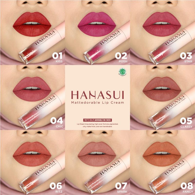 Lip Cream HANASUI Mattedorable Lipstik Cair Matte Boba  Edition HALAL BPOM Original