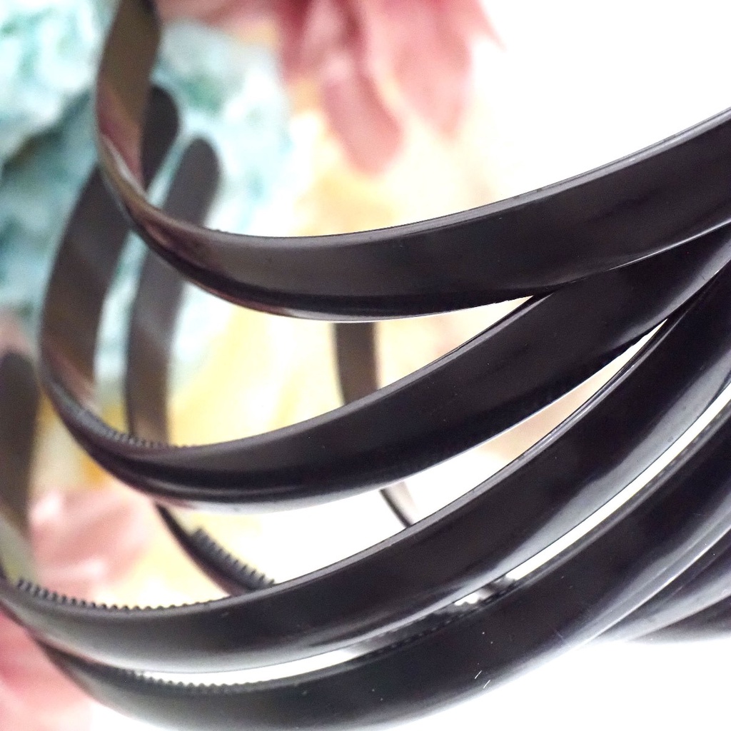 Bando Tebal Polos Hitam Basic Bando Korea Plastik Headband Glossy Black Aksesoris Rambut Wanita Pria Murah