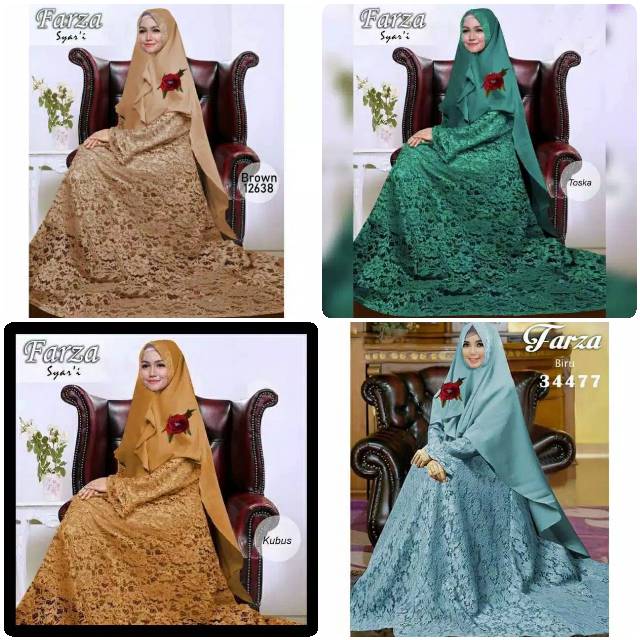 Baju Gamis Wanita/Cewek Brukat Farza Syar'i Brukat Umroh/Brukat Fashion/Brukat Muslim/Gaun Pesta